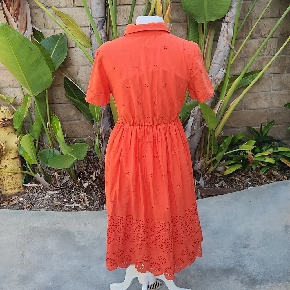 Kate Spade Orange Eyelet Tie Waist Short Dress small